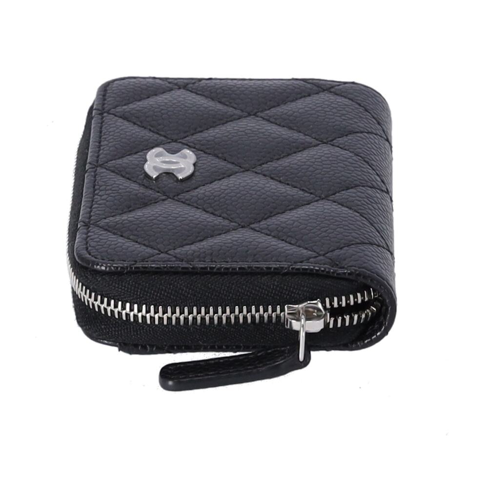 CHANEL Quilted Zip Card Wallet Caviar Leather Black - Picture 3 of 6